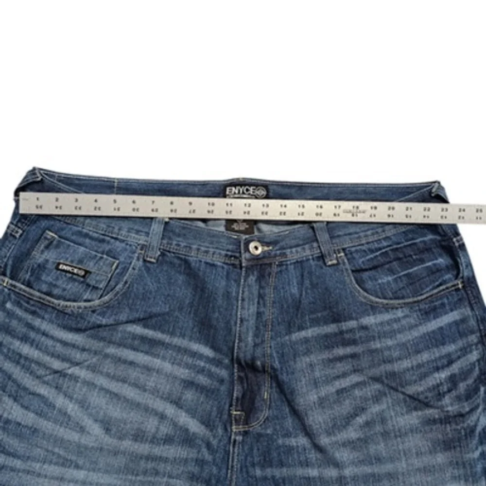ENYCE Men's Size 46 Blue Denim Jean Shorts Relaxed Fit 100% Cotton Pockets